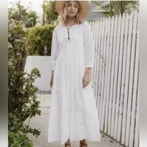 Jenni Kanye White James Tiered  Dress ,M, EUC